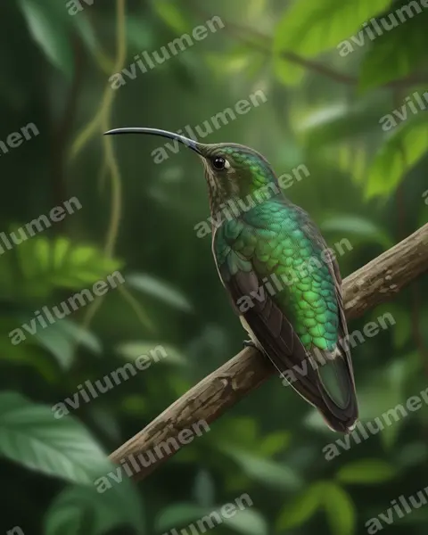 Illustration im Stil Realistisch: Samtbauchkolibri (Lafresnaya lafresnayi)