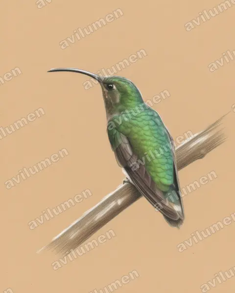Illustration im Stil Buntstift: Samtbauchkolibri (Lafresnaya lafresnayi)