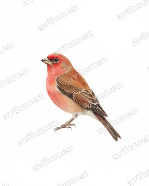 Watercolor illustration: Lagonosticta landanae (Landana firefinch)
