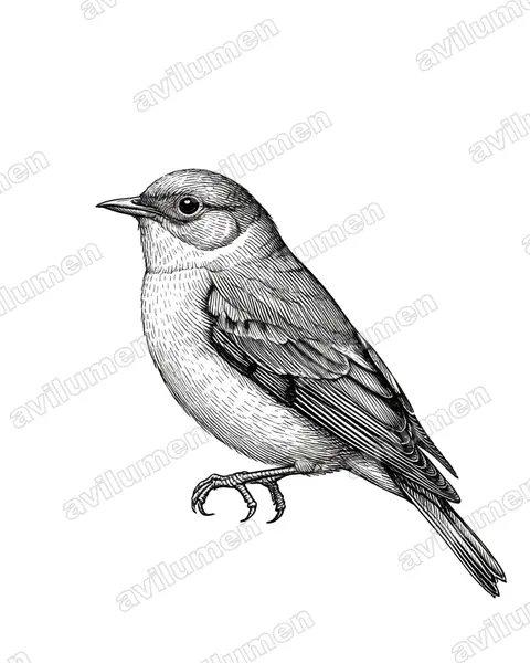 Ink illustration: Lagonosticta landanae (Landana firefinch)