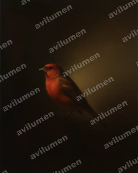 Oil illustration: Lagonosticta landanae (Landana firefinch)