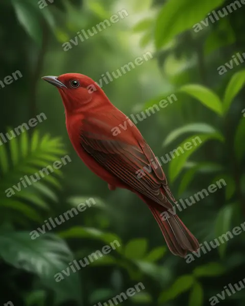 Realistic illustration: Lagonosticta landanae (Landana firefinch)