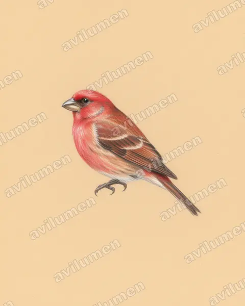 Colored pencil illustration: Lagonosticta landanae (Landana firefinch)