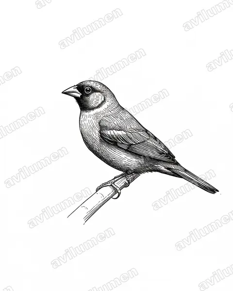 Illustration Encre : Lagonosticta larvata (Amarante vineux)