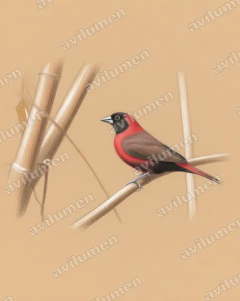 Illustration Crayon de couleur : Lagonosticta larvata (Amarante vineux)