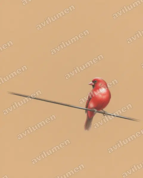 Illustration im Stil Buntstift: Schwarzbauchamarant (Lagonosticta rara)