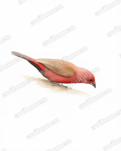 Illustration im Stil Aquarell: Rosenamarant (Lagonosticta rhodopareia)