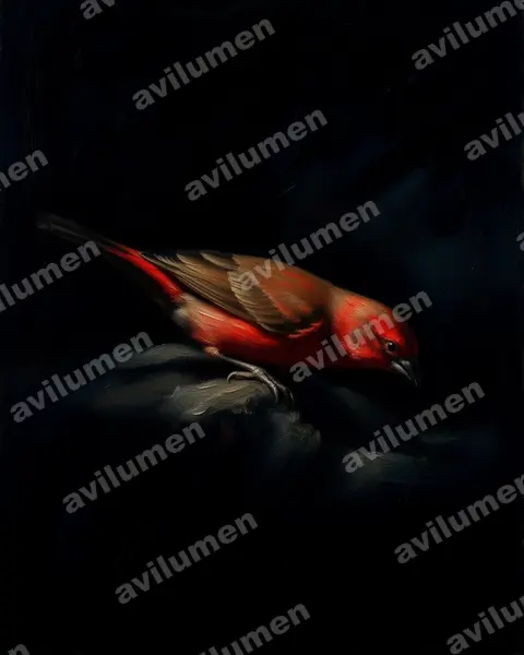 Illustration im Stil Öl: Rosenamarant (Lagonosticta rhodopareia)