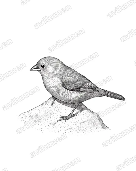 Illustration im Stil Tusche: Dunkelamarant (Lagonosticta rubricata)