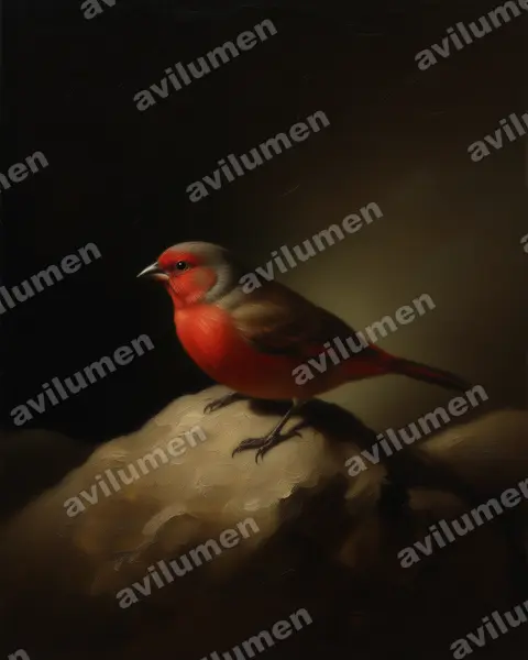 Illustration im Stil Öl: Dunkelamarant (Lagonosticta rubricata)