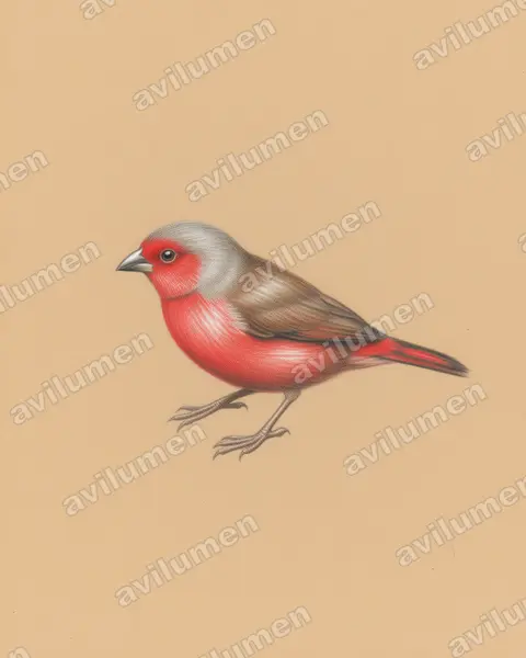 Illustration im Stil Buntstift: Dunkelamarant (Lagonosticta rubricata)