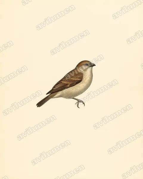 Vintage plate illustration: Lagonosticta rufopicta (Bar-breasted firefinch)
