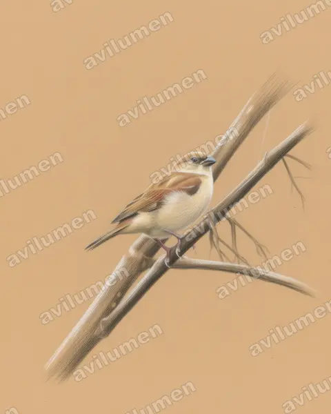 Colored pencil illustration: Lagonosticta rufopicta (Bar-breasted firefinch)