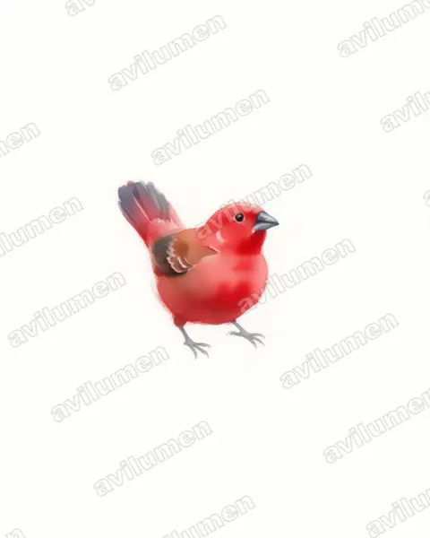 Ilustración en Acuarela: Lagonosticta sanguinodorsalis (Amaranta roquera)