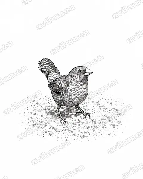 Ilustración en Tinta: Lagonosticta sanguinodorsalis (Amaranta roquera)