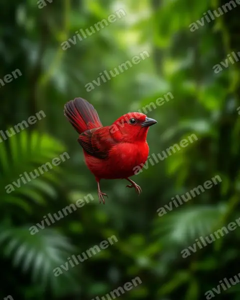 Ilustración en Realista: Lagonosticta sanguinodorsalis (Amaranta roquera)