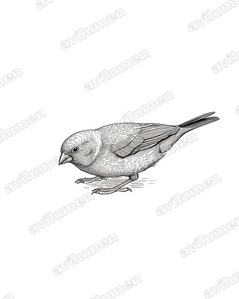 Ilustración en Tinta: Lagonosticta senegala (Amaranta senegalesa)