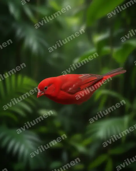 Ilustración en Realista: Lagonosticta senegala (Amaranta senegalesa)