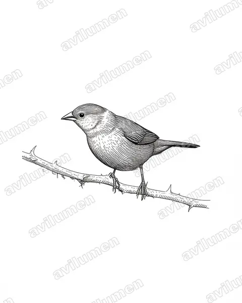 Illustration im Stil Tusche: Reichenow-Amarant (Lagonosticta umbrinodorsalis)