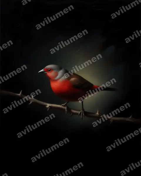 Illustration im Stil Öl: Reichenow-Amarant (Lagonosticta umbrinodorsalis)