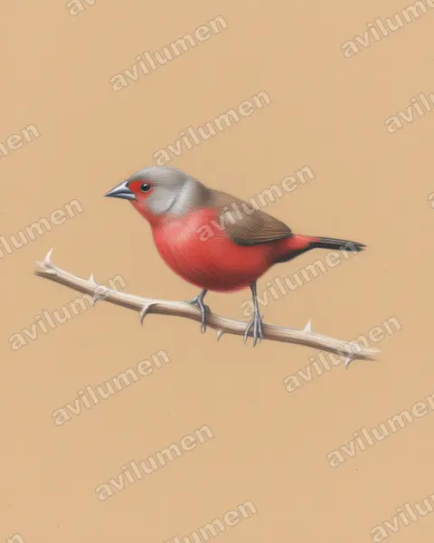 Illustration im Stil Buntstift: Reichenow-Amarant (Lagonosticta umbrinodorsalis)