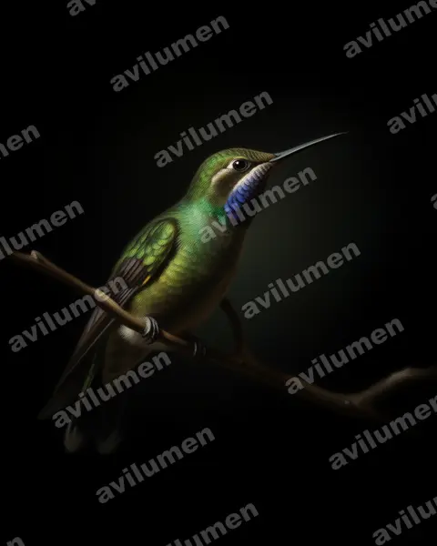 Ilustración en Óleo: Lampornis amethystinus (Colibrí amatistino​)