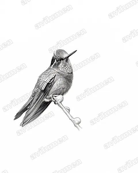 Ink illustration: Lampornis calolaemus (Purple-throated mountaingem)