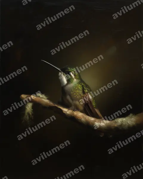 Illustration Huile : Lampornis cinereicauda (Colibri à queue grise)