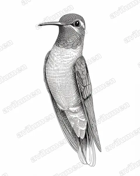 Illustration im Stil Tusche: Blaukehlnymphe (Lampornis clemenciae)