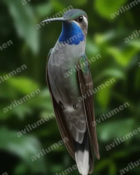 Illustration im Stil Realistisch: Blaukehlnymphe (Lampornis clemenciae)