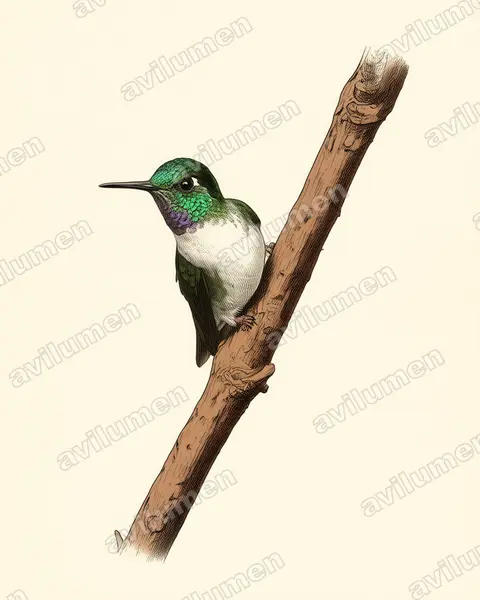 Vintage plate illustration: Lampornis hemileucus (White-bellied mountaingem)