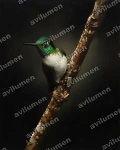 Oil illustration: Lampornis hemileucus (White-bellied mountaingem)