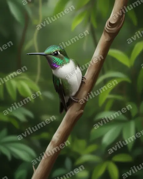 Realistic illustration: Lampornis hemileucus (White-bellied mountaingem)