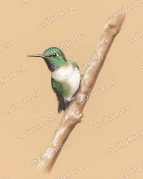 Colored pencil illustration: Lampornis hemileucus (White-bellied mountaingem)