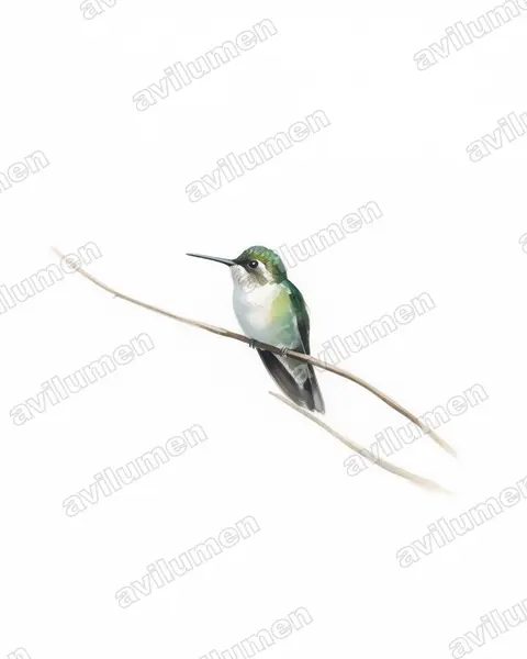 Illustration im Stil Aquarell: Grünbrustnymphe (Lampornis sybillae)