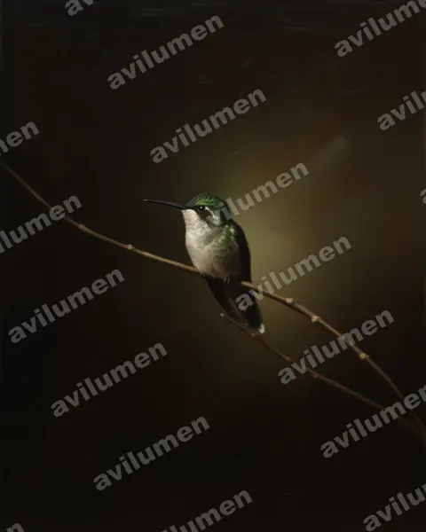 Illustration im Stil Öl: Grünbrustnymphe (Lampornis sybillae)