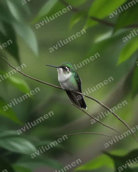 Illustration im Stil Realistisch: Grünbrustnymphe (Lampornis sybillae)