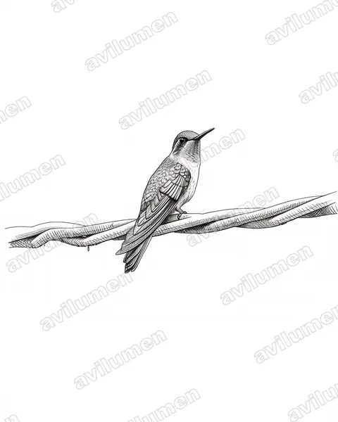 Illustration im Stil Tusche: Grünkehlnymphe (Lampornis viridipallens)