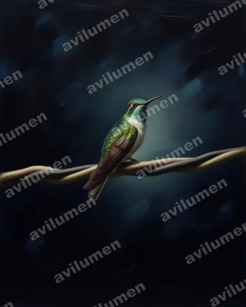 Illustration im Stil Öl: Grünkehlnymphe (Lampornis viridipallens)