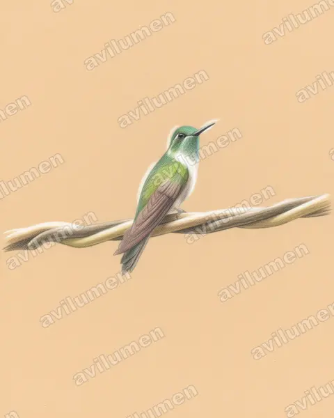 Illustration im Stil Buntstift: Grünkehlnymphe (Lampornis viridipallens)