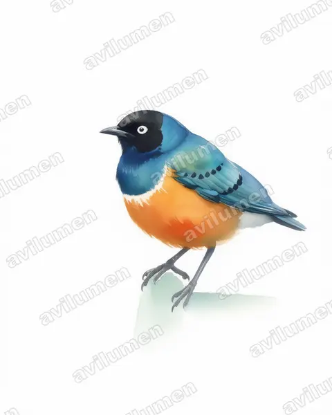 Watercolor illustration: Lamprotornis superbus (Superb Starling)