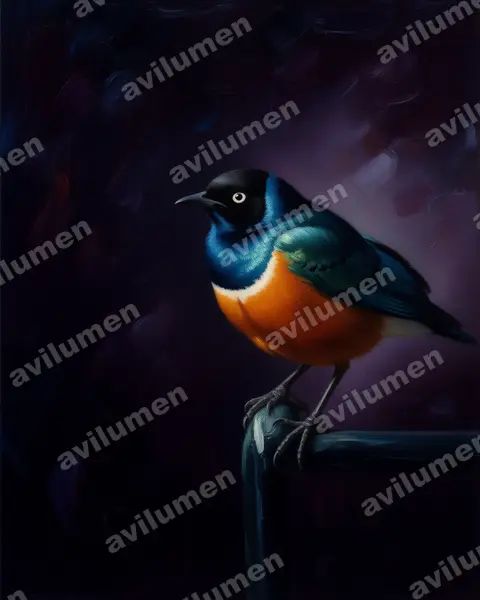 Oil illustration: Lamprotornis superbus (Superb Starling)