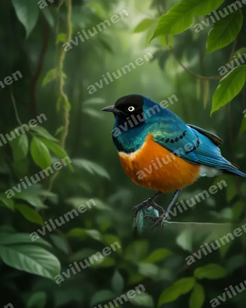 Realistic illustration: Lamprotornis superbus (Superb Starling)