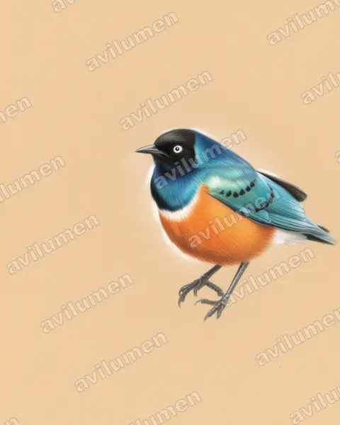 Colored pencil illustration: Lamprotornis superbus (Superb Starling)