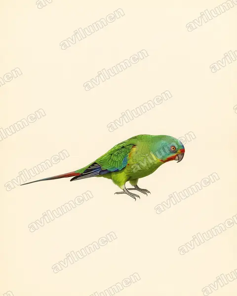Illustration Planche ancienne : Lathamus discolor (Perruche de Latham)