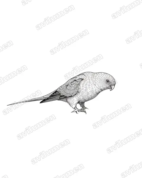Illustration Encre : Lathamus discolor (Perruche de Latham)