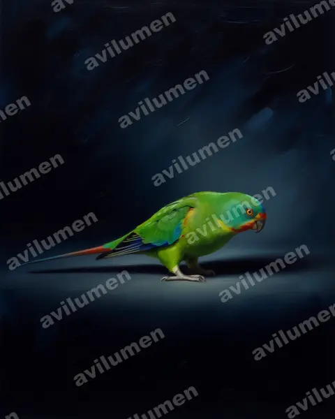 Illustration Huile : Lathamus discolor (Perruche de Latham)