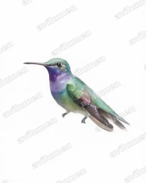 Illustration Aquarelle : Lepidopyga coeruleogularis (Colibri faux-saphir)