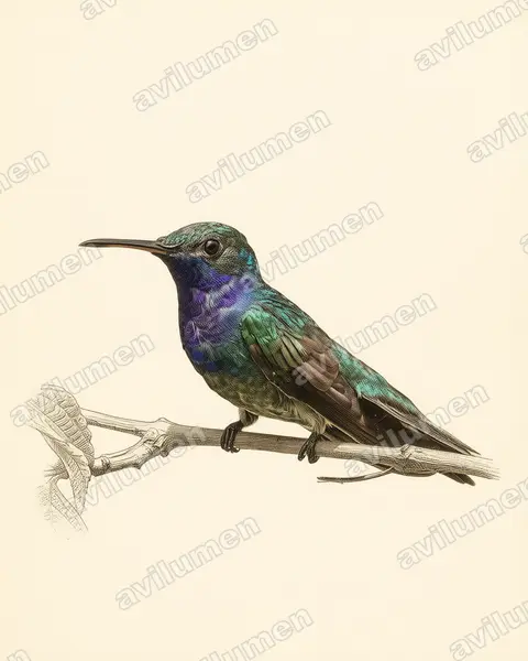 Illustration Planche ancienne : Lepidopyga coeruleogularis (Colibri faux-saphir)