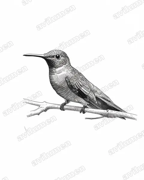 Illustration Encre : Lepidopyga coeruleogularis (Colibri faux-saphir)